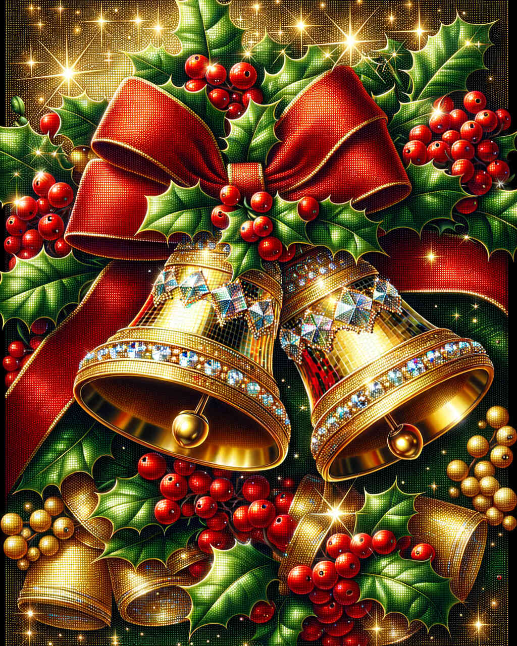 Diamond Painting - Goldene Weihnachtsglocken