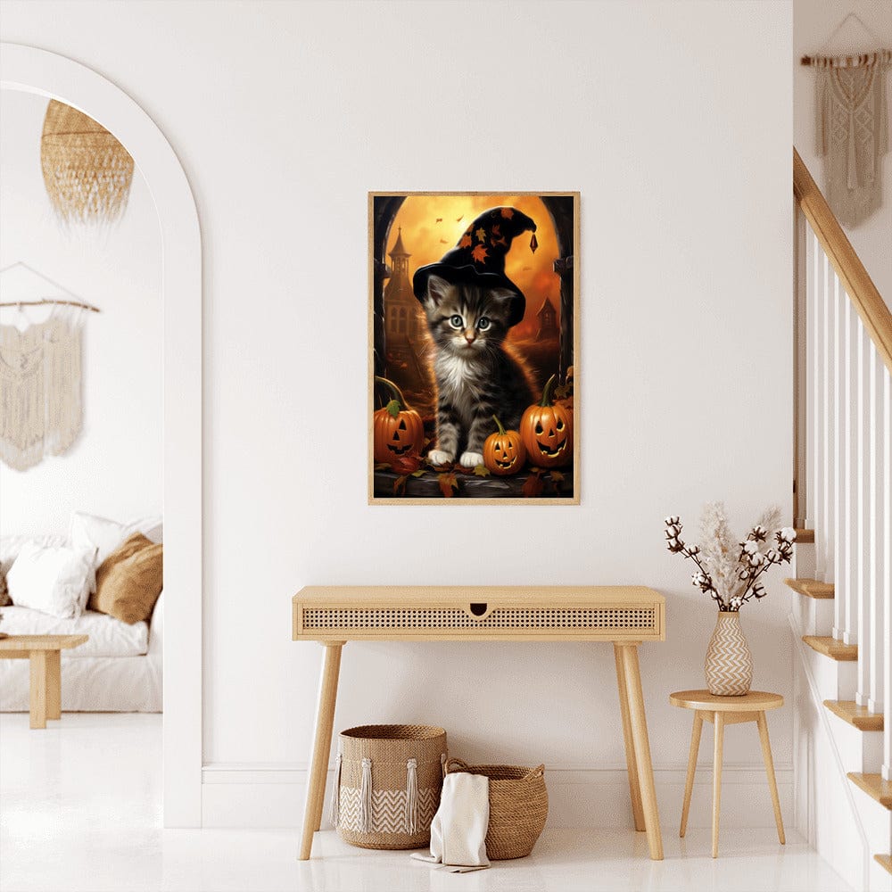 Diamond Painting - Kätzchen mit Hut, Halloween