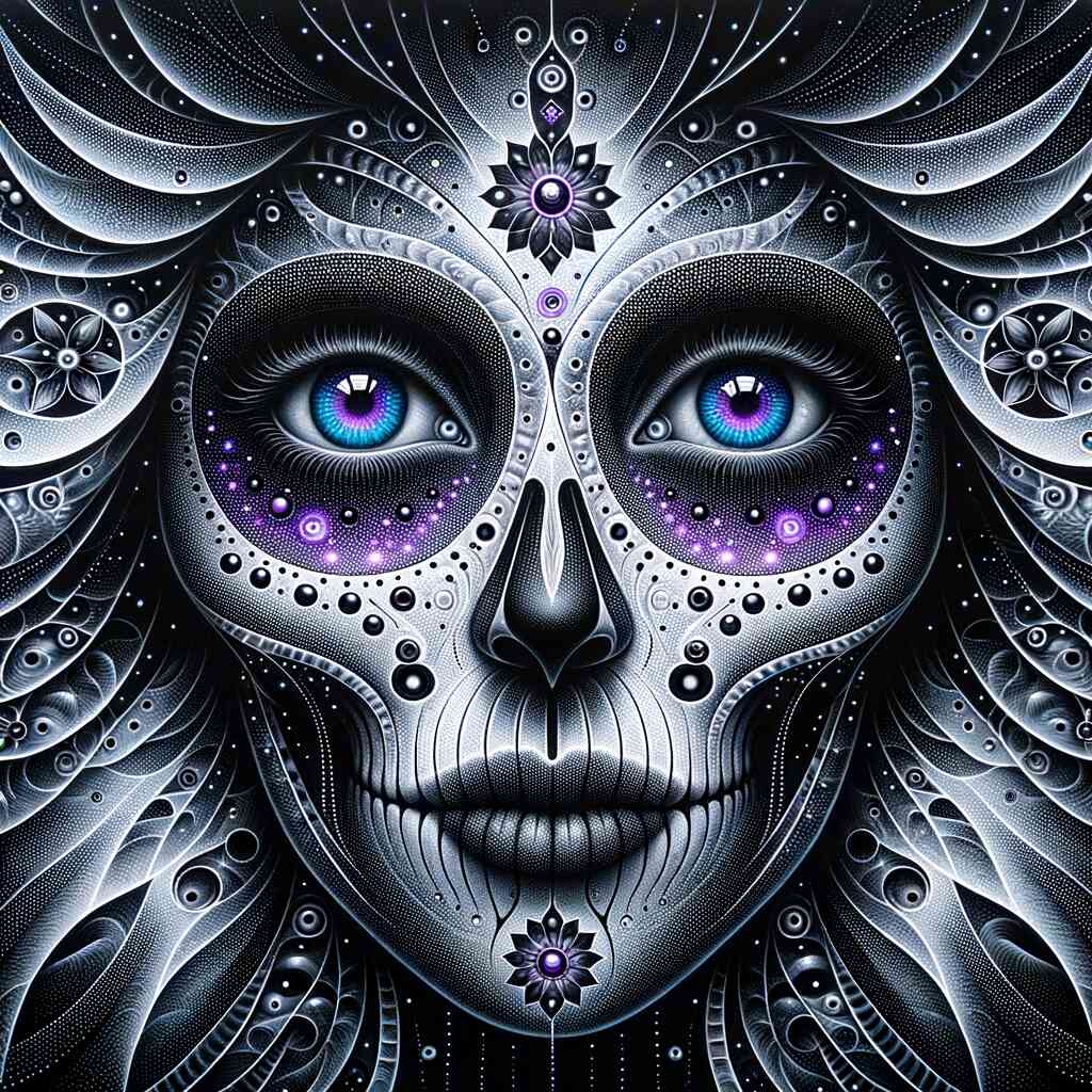 Diamond Painting - Los Muertos, Schwarz und Weiß und Lila