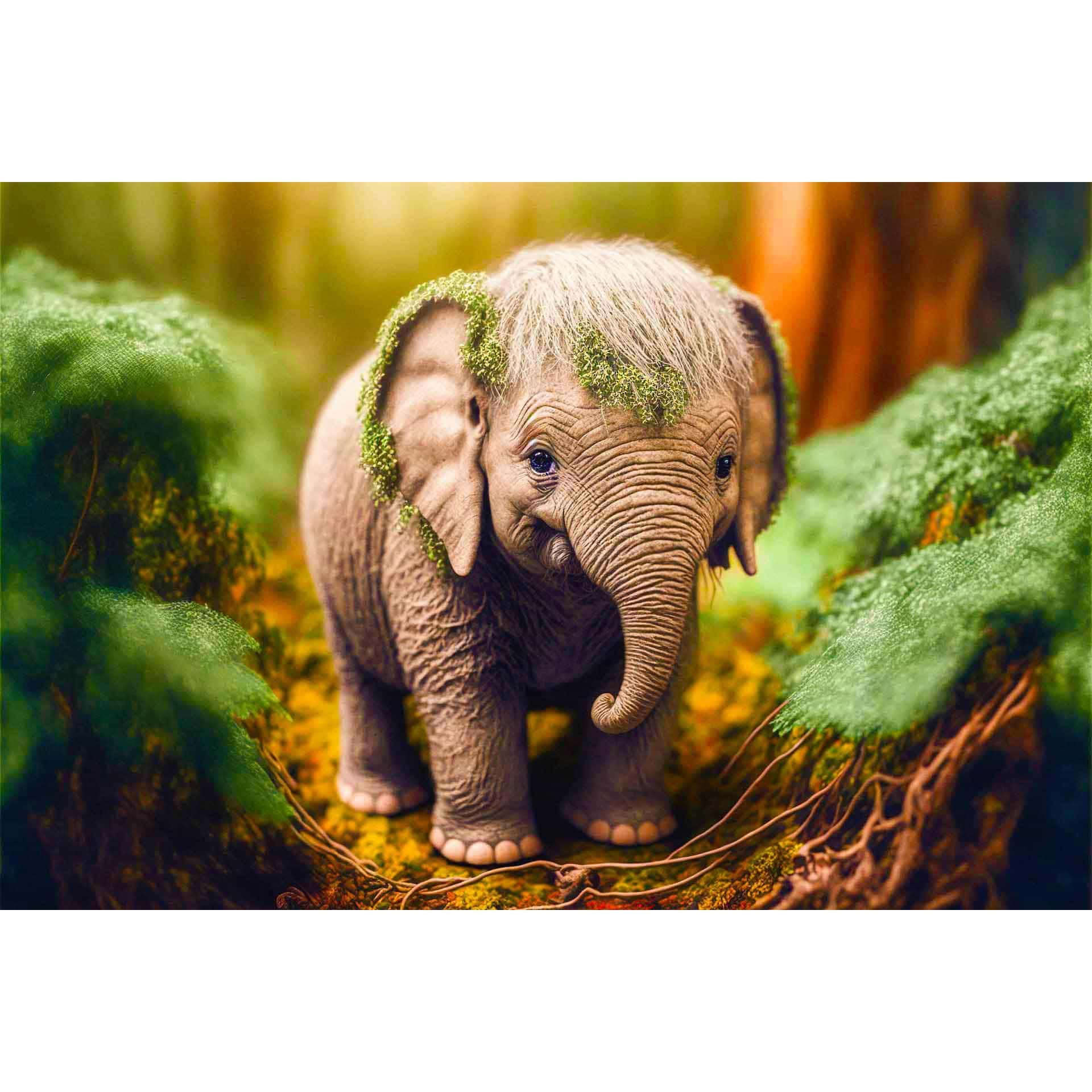 Diamond Painting - Kleiner Elefant im Wald - gedruckt in Ultra-HD - Elefant, Horizontal, Neu eingetroffen, Tiere