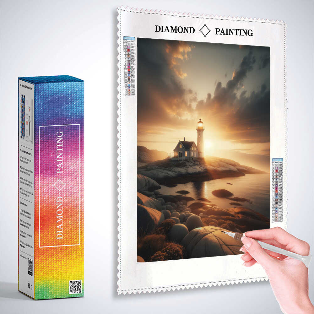 Diamond Painting - Leuchtturm mit Haus