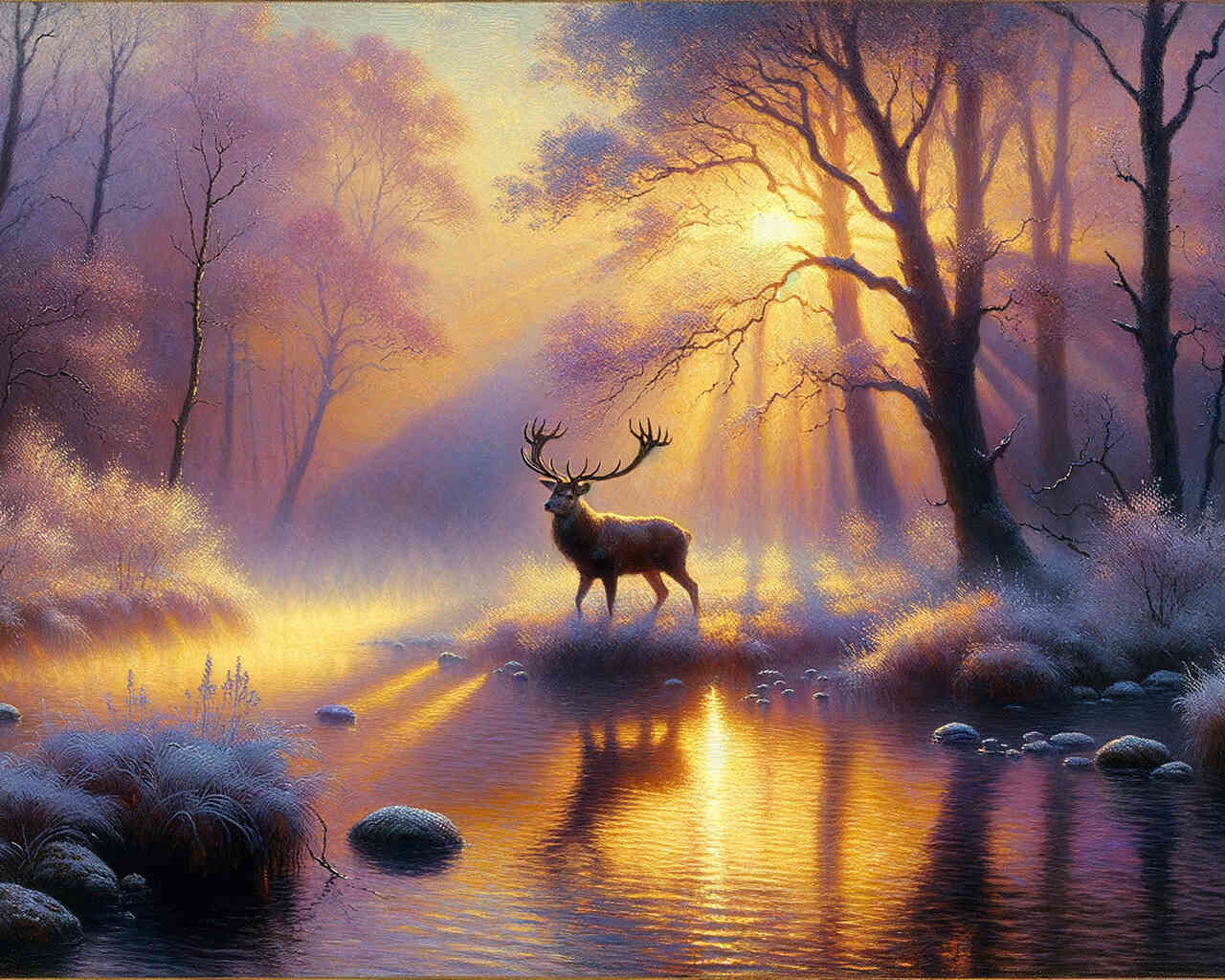 Diamond Painting - Hirsch im Morgengrau