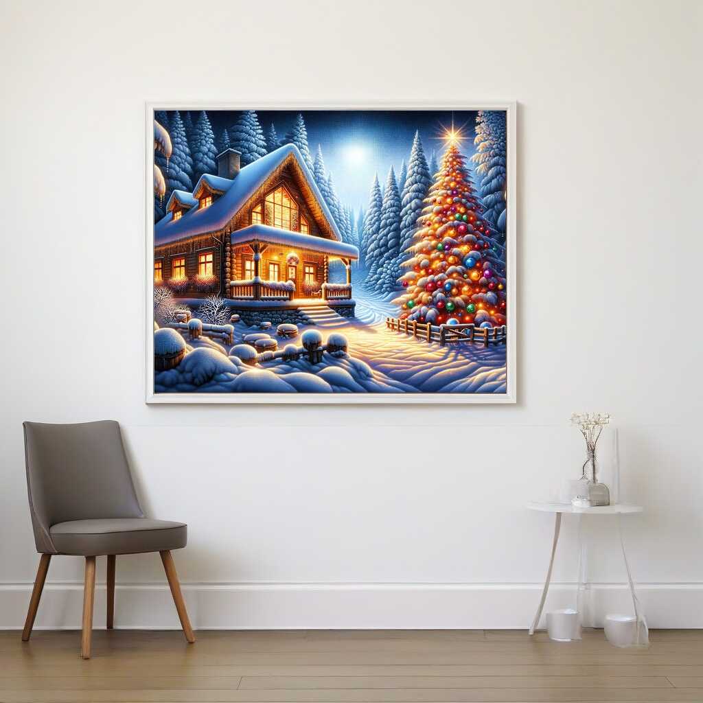 Diamond Painting - Haus im Winterwald