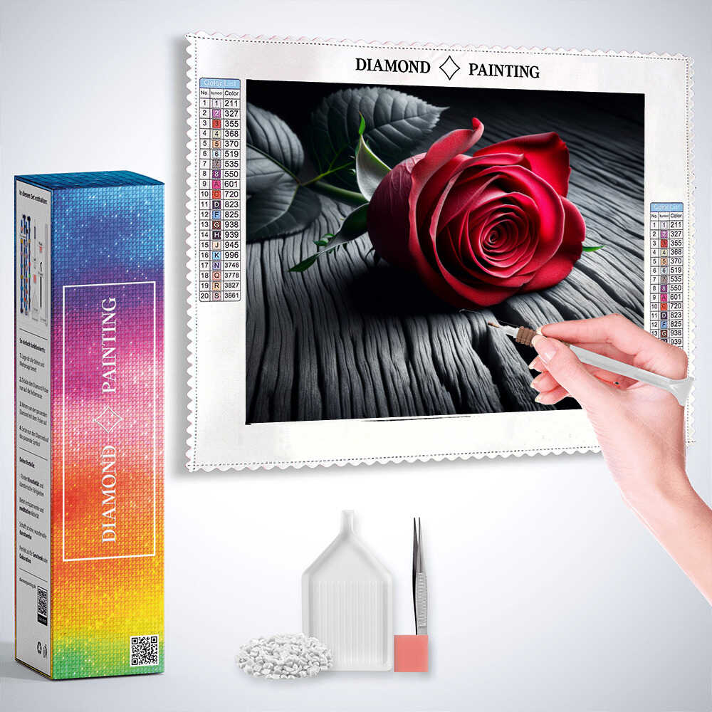 Diamond Painting - Rose auf Holz