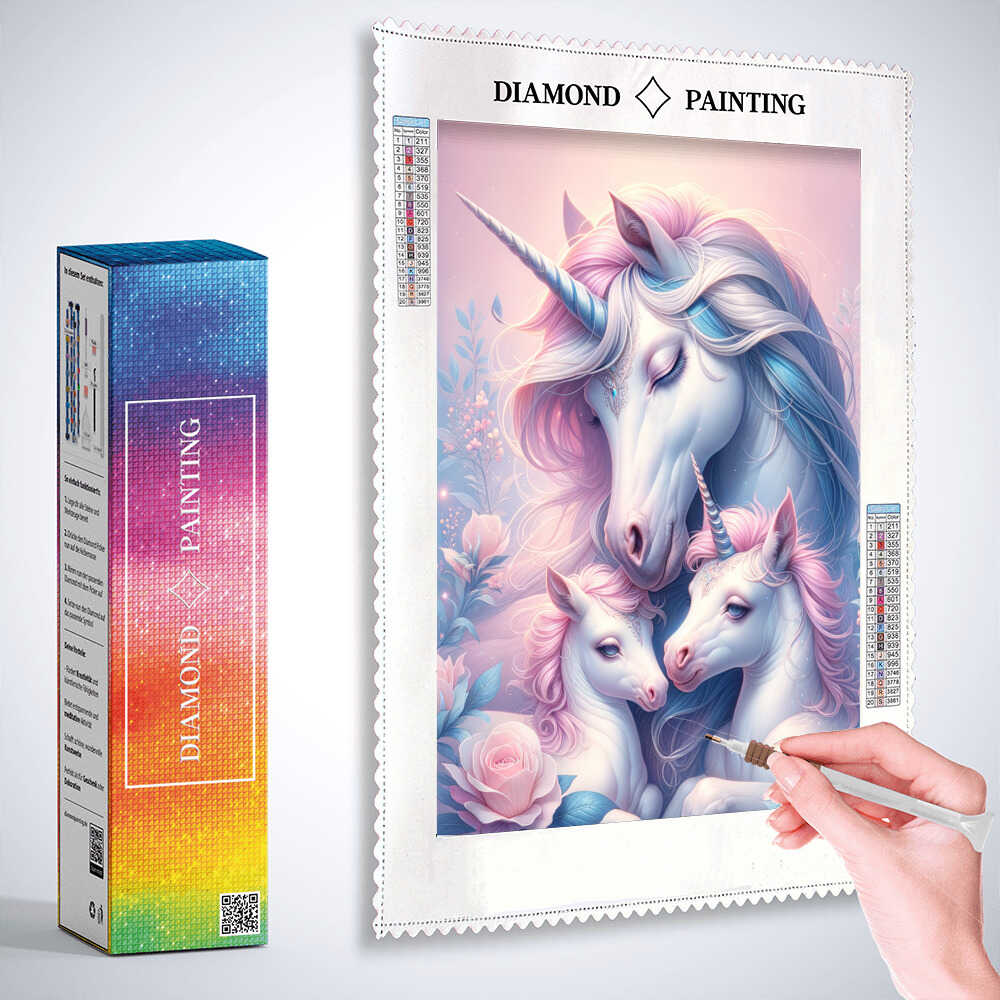 Diamond Painting - Einhorn, Mutter und Tochter