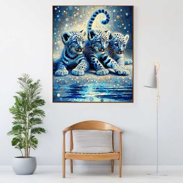 Diamond Painting - Farbimpression spielende Leoparden