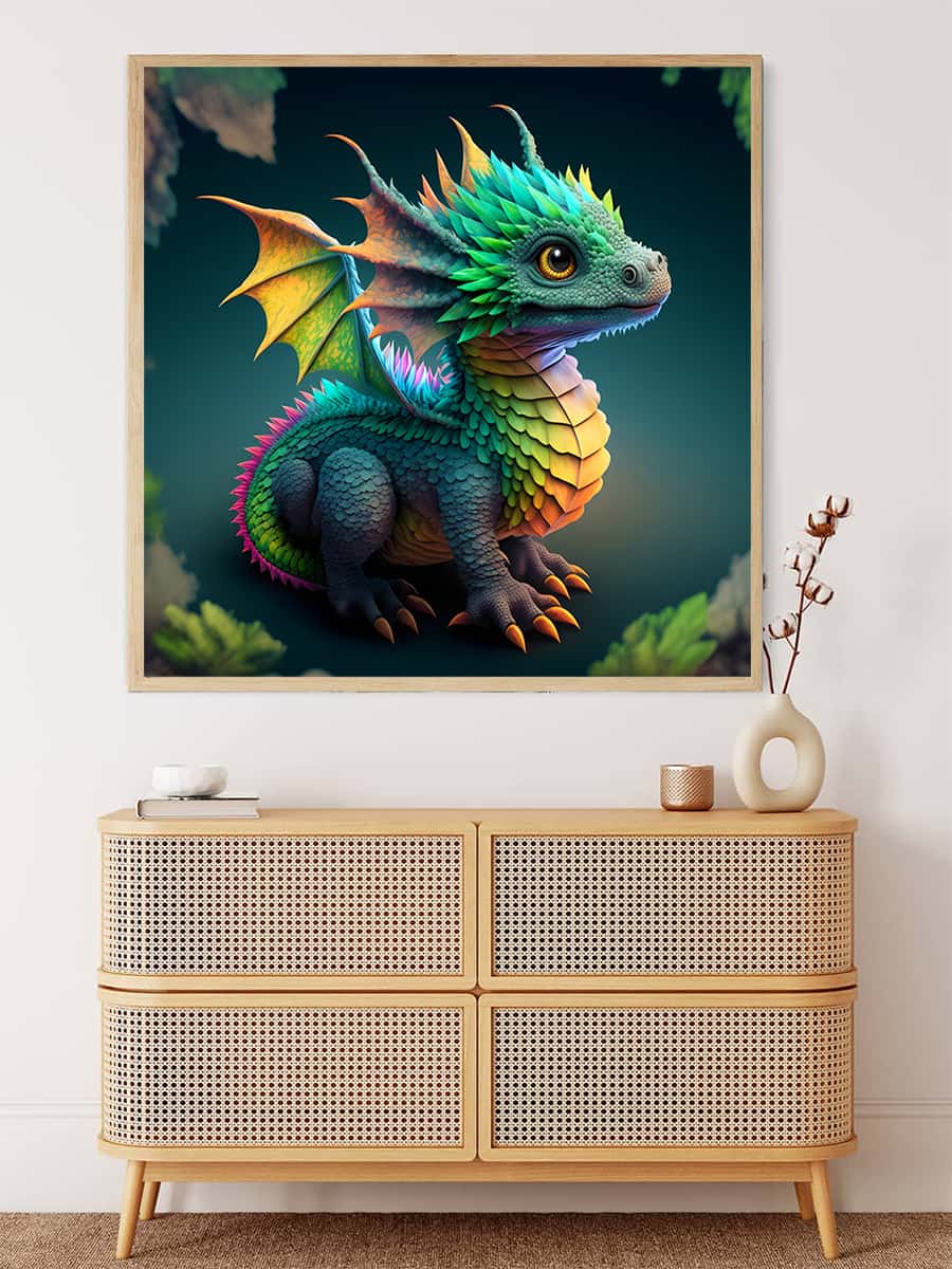 AB Diamond Painting - Kleiner Drache ganz Groß - gedruckt in Ultra-HD - AB Diamond, Drache, Fantasy, Neu eingetroffen, Quadratisch