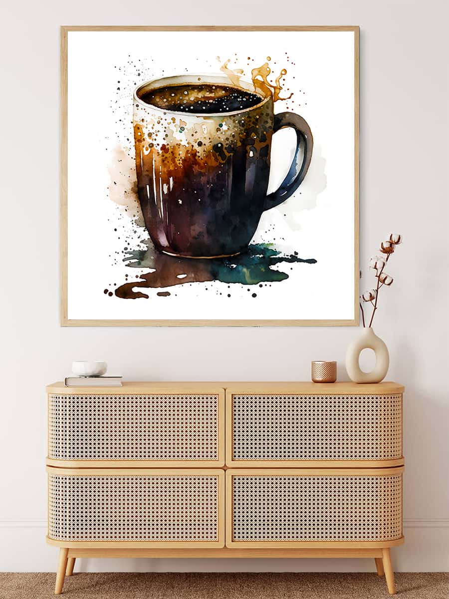 Diamond Painting - Kaffeetasse vor Weiß - gedruckt in Ultra-HD - Kaffee, Küche, Neu eingetroffen, Quadratisch