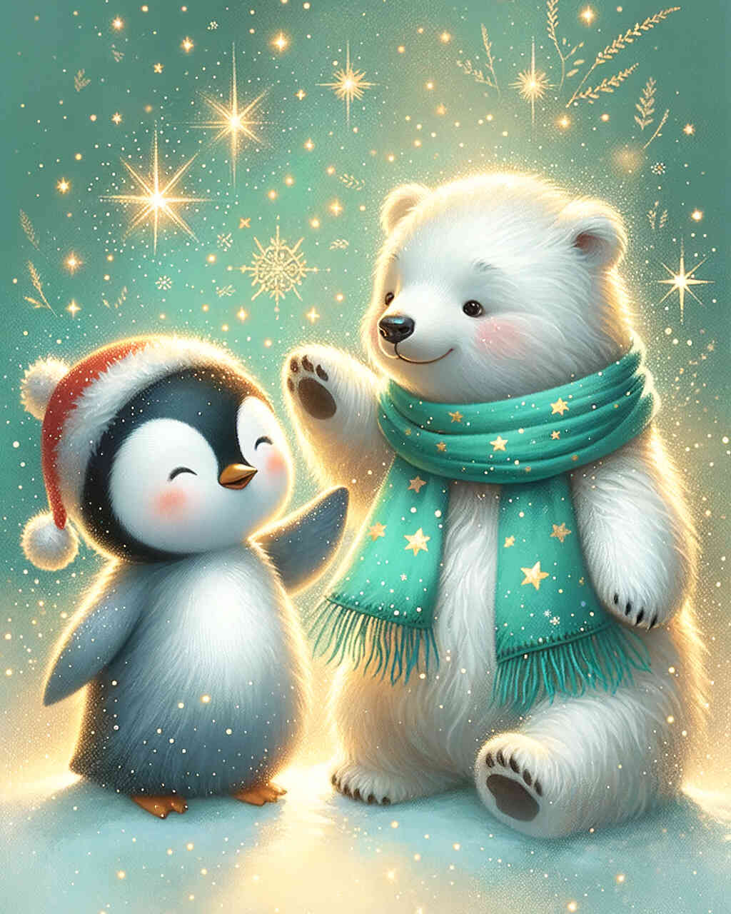Diamond Painting - Eisbär und Pinguin Freundschaft