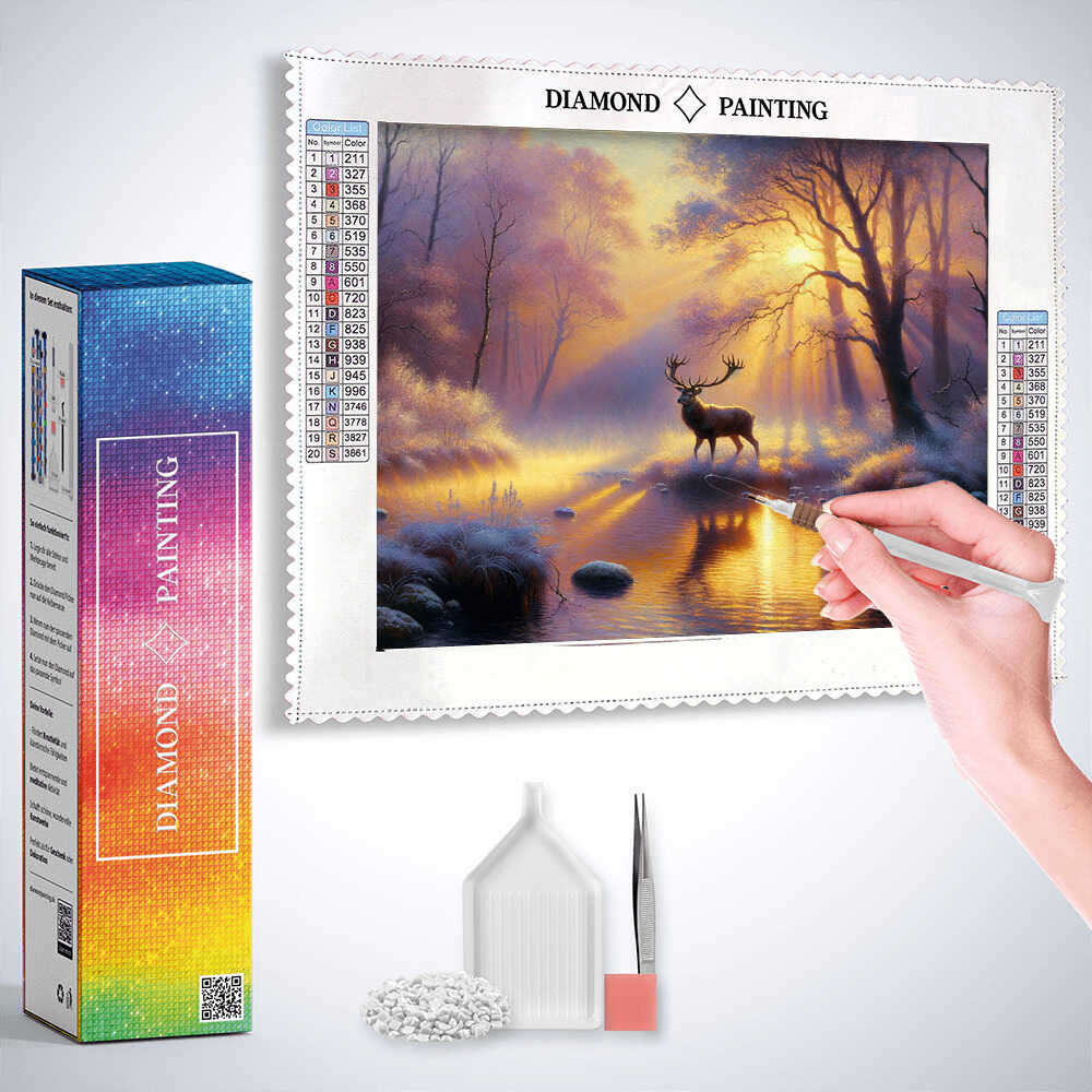 Diamond Painting - Hirsch im Morgengrau