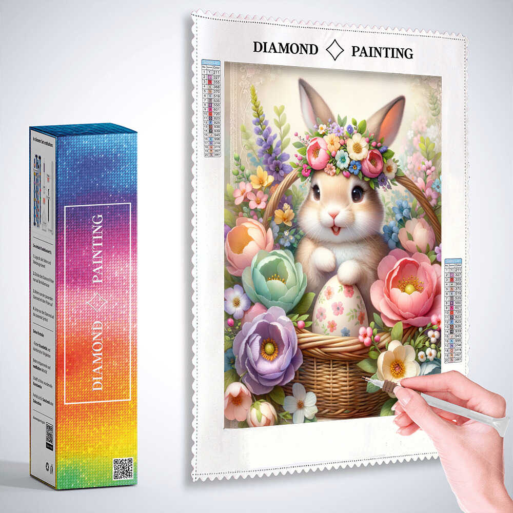Diamond Painting - Hase in Blumenkorb
