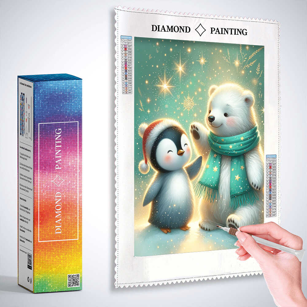 Diamond Painting - Eisbär und Pinguin Freundschaft