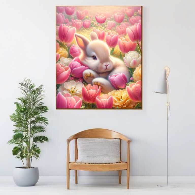 Diamond Painting - Tulpenwiese Hase