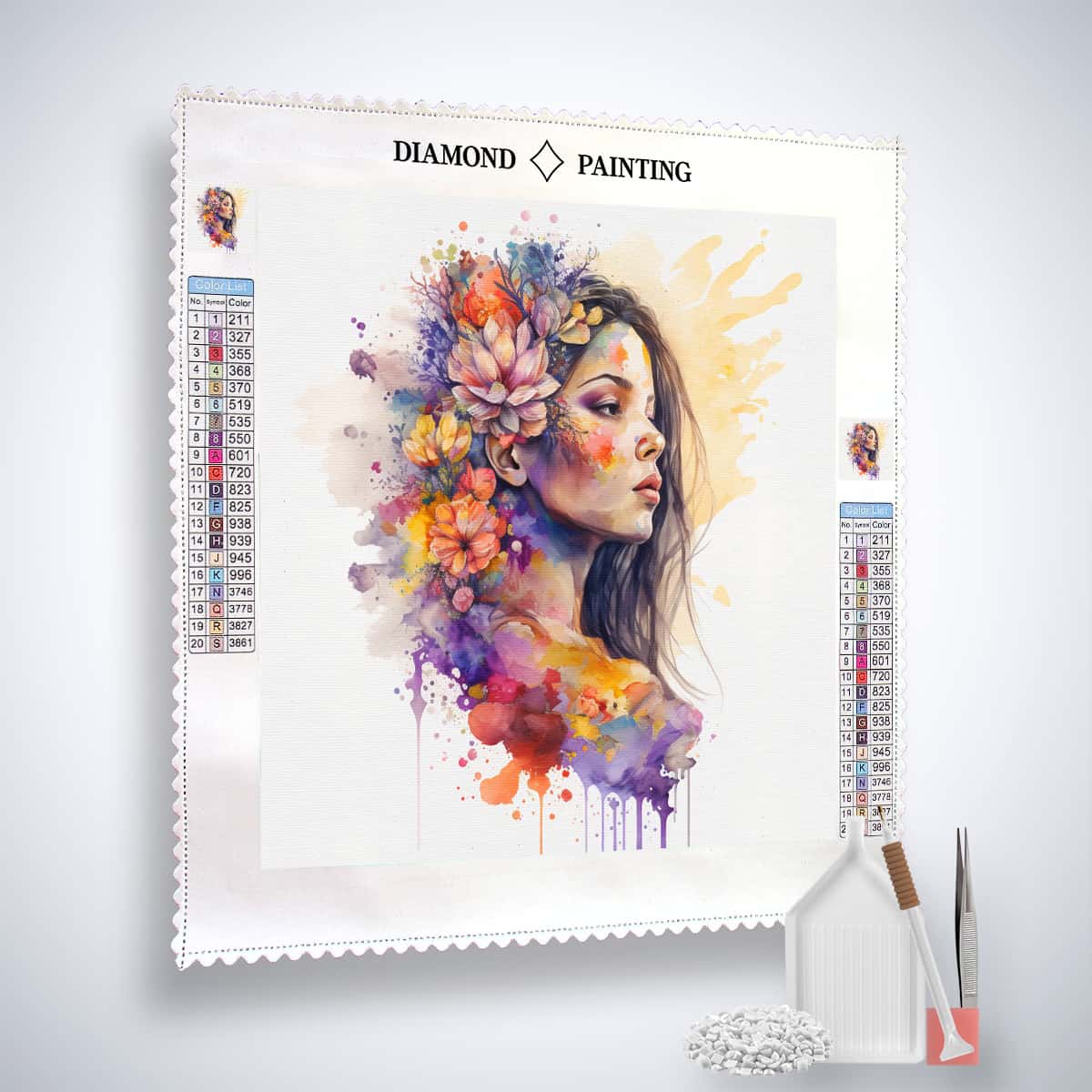 Diamond Painting - Mystische Schönheit - gedruckt in Ultra-HD - Aquarell, Frauengesichter, Menschen, Neu eingetroffen, Quadratisch