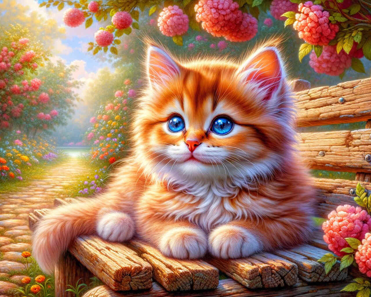 Diamond Painting - Kitten auf Bank