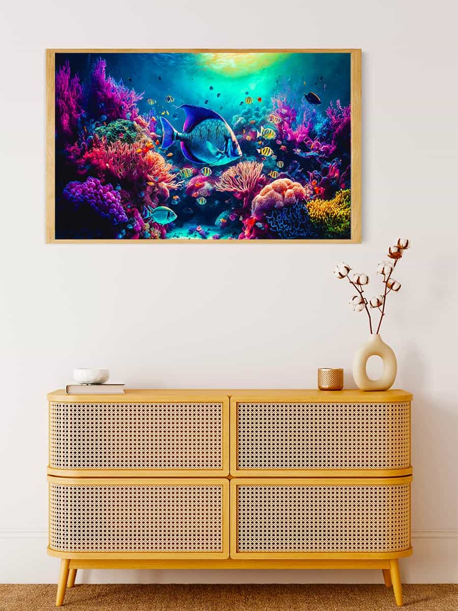 Diamond Painting - Korallen und Fische, Meeresleben - gedruckt in Ultra-HD - Fische, Horizontal, Meer