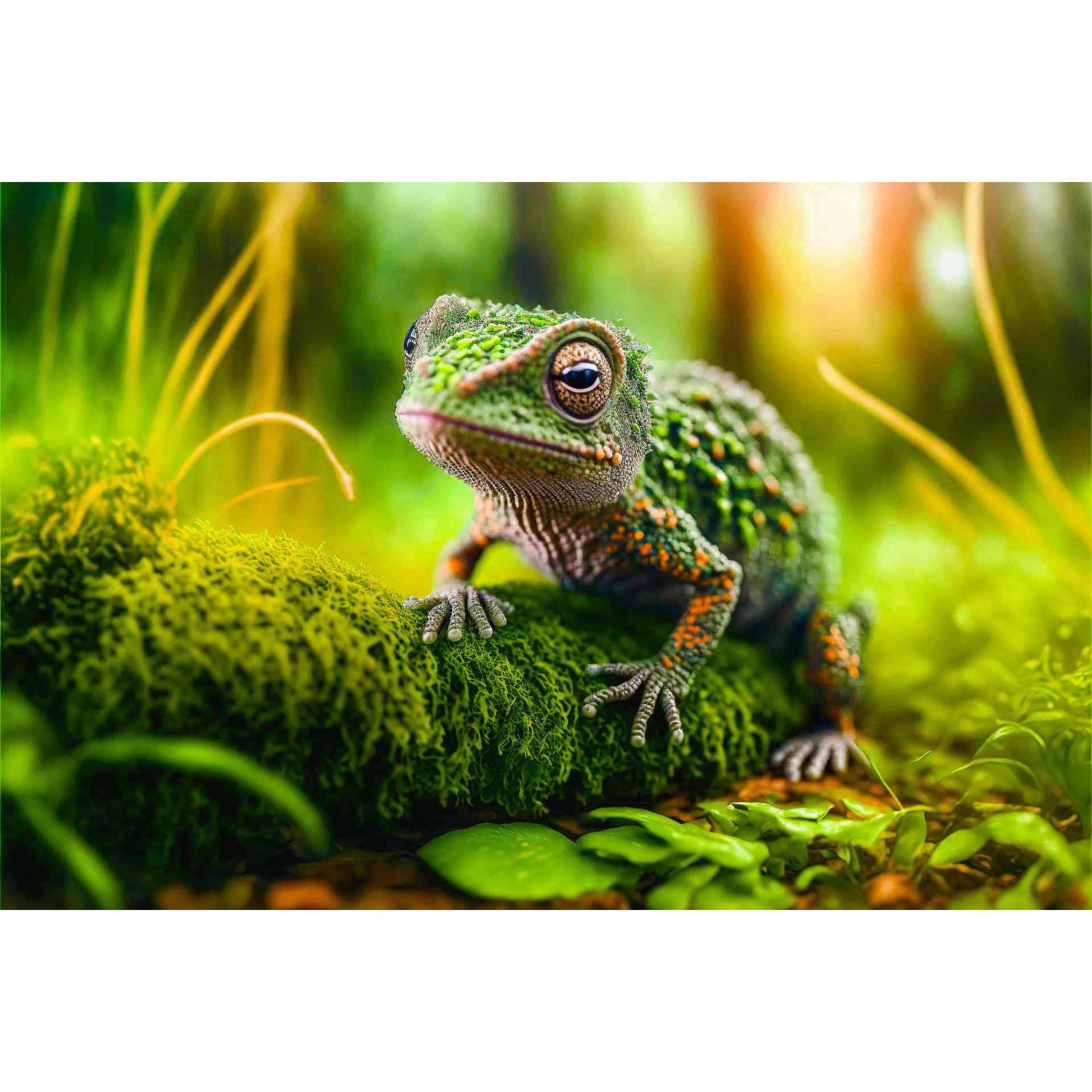 Diamond Painting - Chamäleon in Grün - gedruckt in Ultra-HD - Chamäleon, Horizontal, Wald