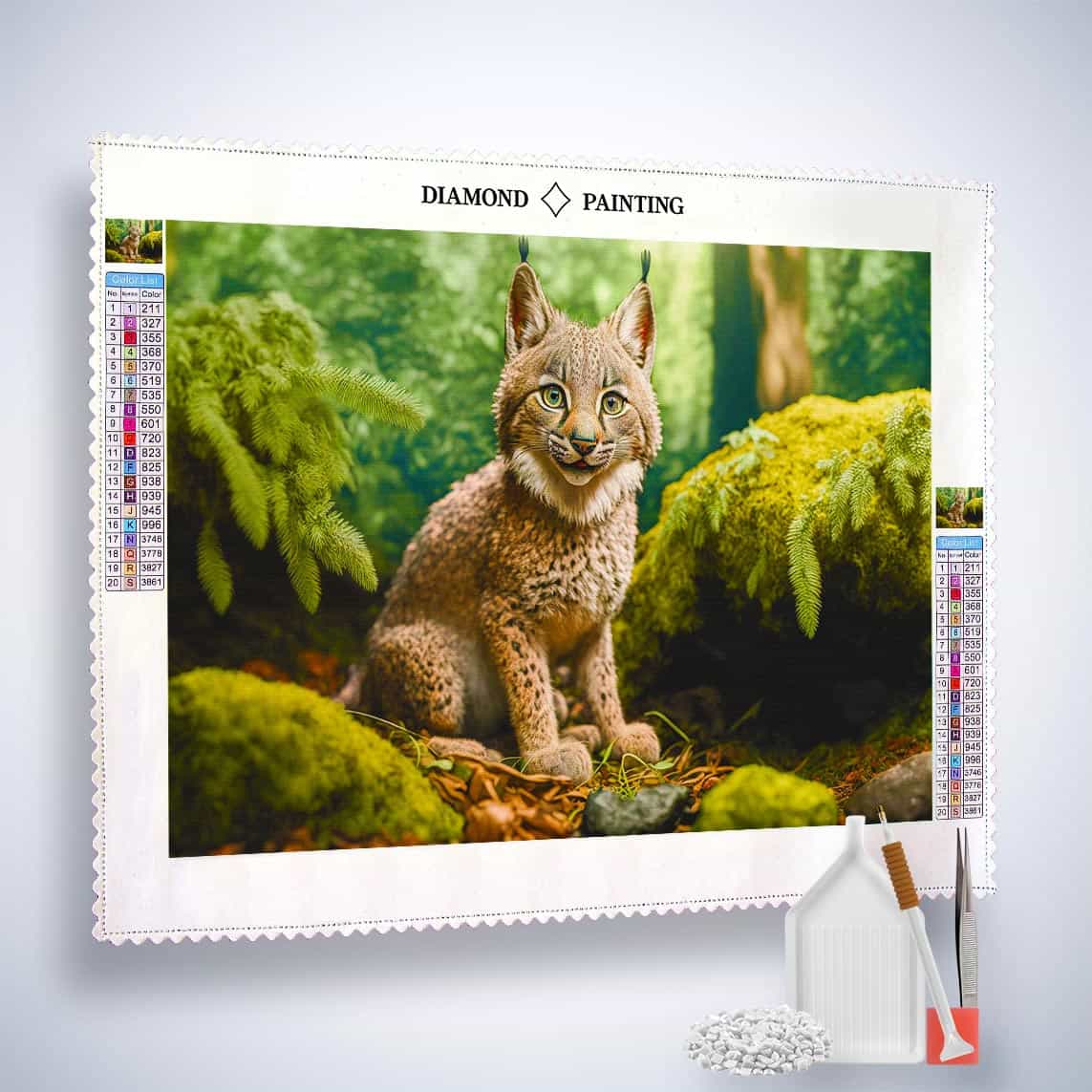 Diamond Painting - Luchs kind im Wald - gedruckt in Ultra-HD - Horizontal, Luchs, Tiere