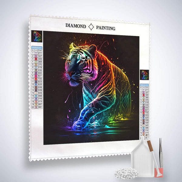Diamond Painting - Neon Tiger - gedruckt in Ultra-HD - Quadratisch, tiere, tiger, trendbilder
