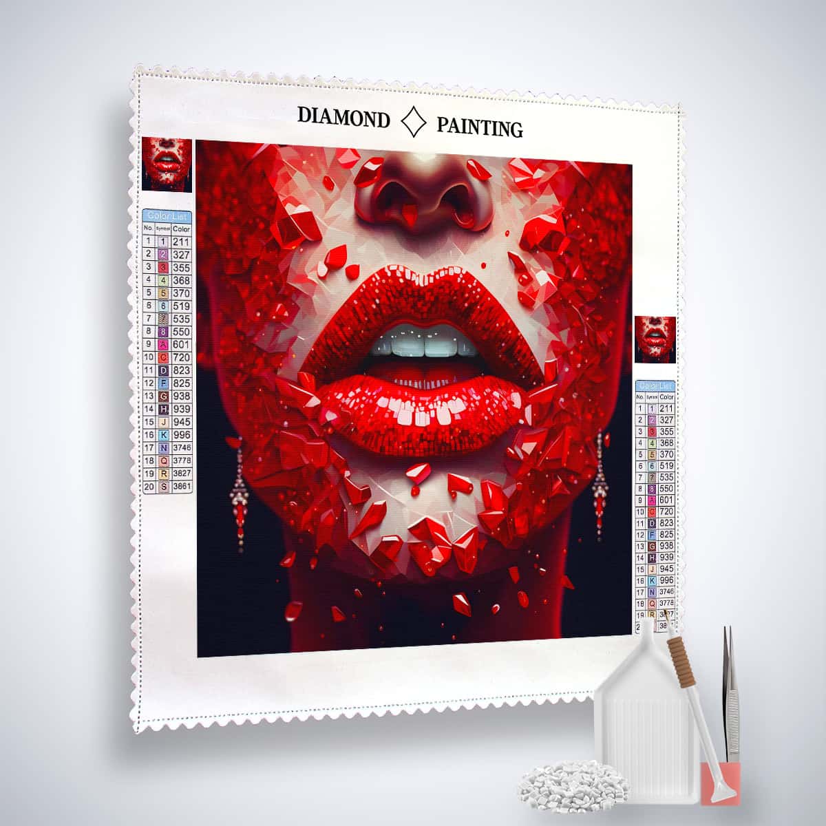 AB Diamond Painting - Red Lips - gedruckt in Ultra-HD - AB Diamond, Abstrakt, Neu eingetroffen, Quadratisch, Regentropfen