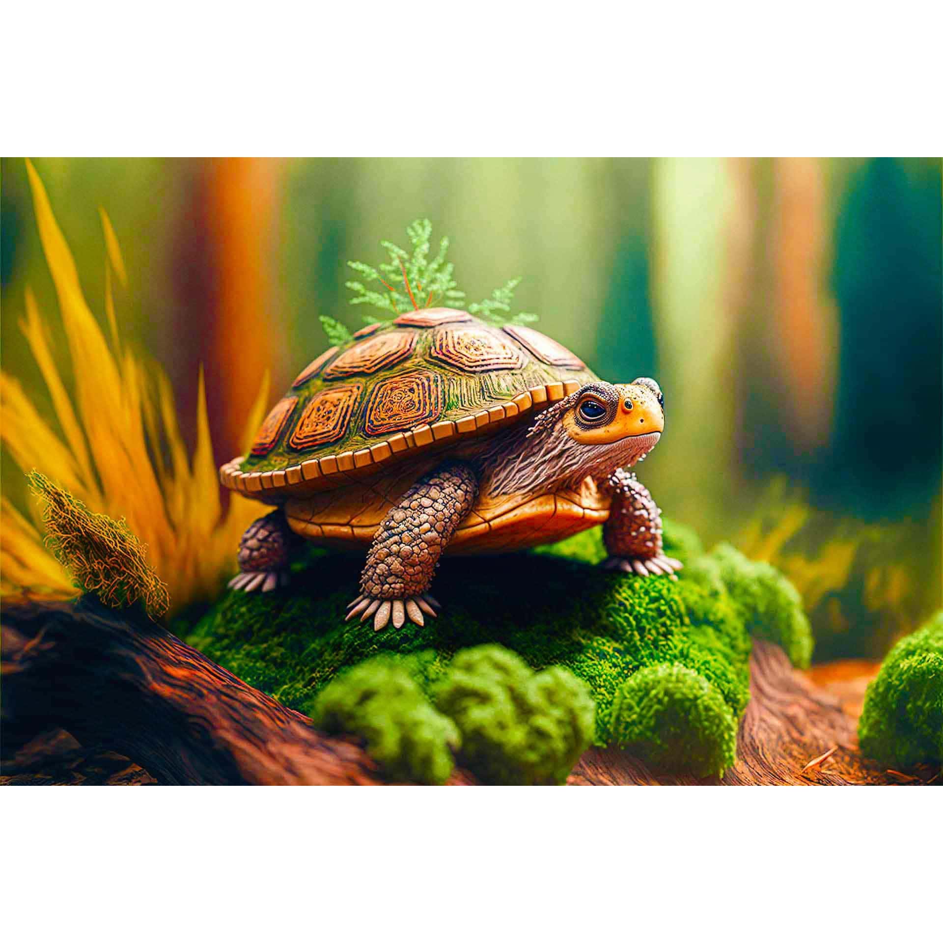 Diamond Painting - Schildkröte im Wald - gedruckt in Ultra-HD - Horizontal, Schildkröte, Tiere